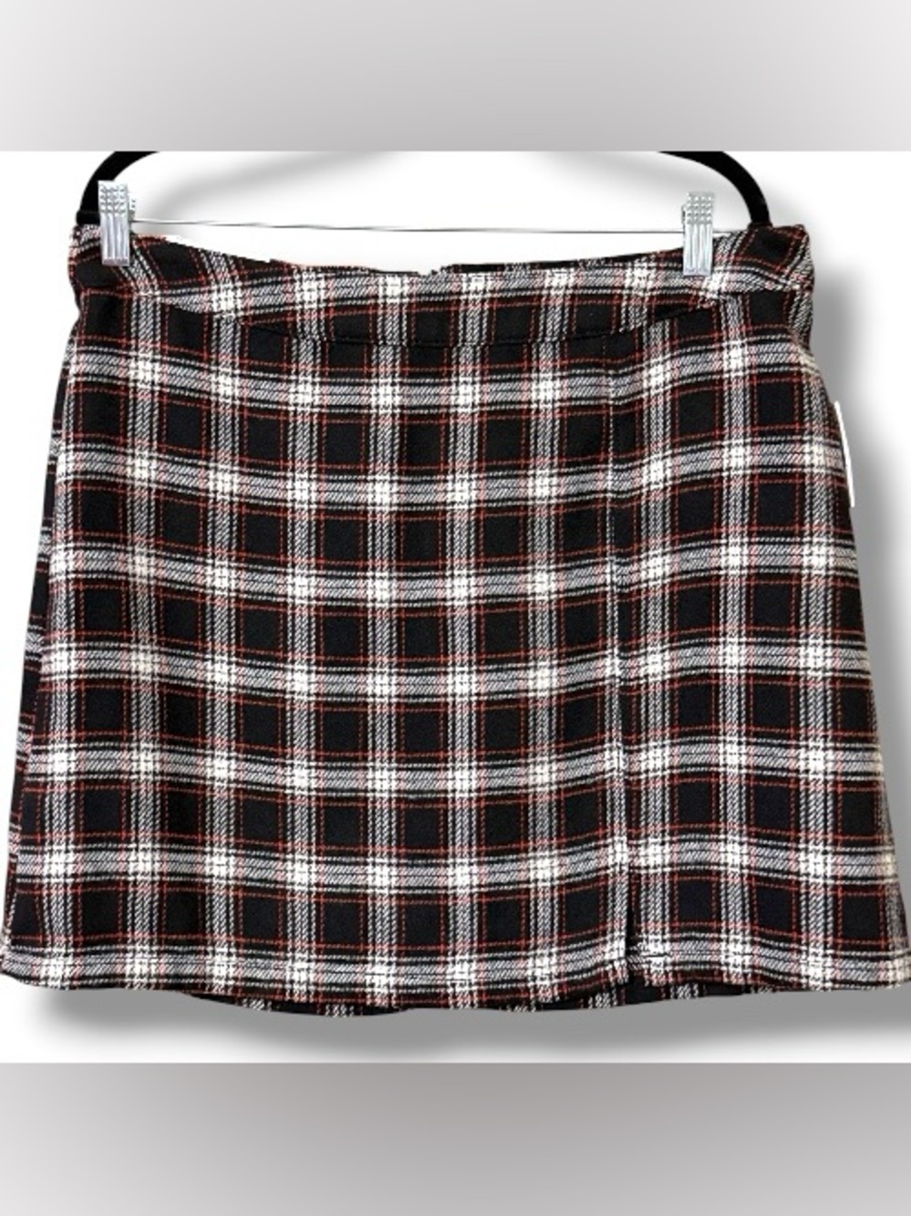Tinseltown women’s size XL skirt brown white plaid zip closure fall new